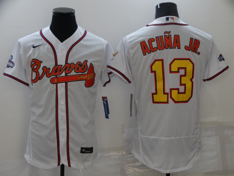 2021 Men Atlanta Braves #13 Acuna jr White Game MLB Jerseys->women nfl jersey->Women Jersey